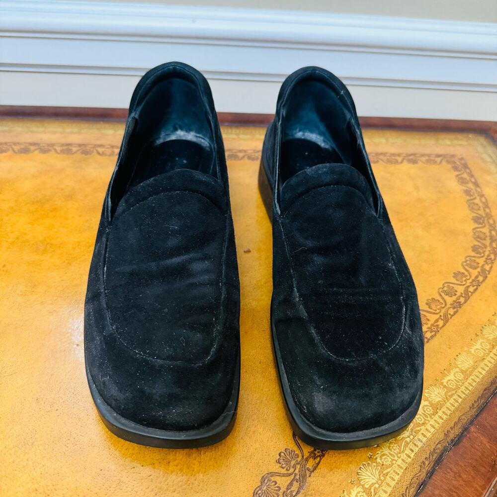 Donald J Pliner Womens Black Suede Leather Slip On Made in Italy Loafers Size 8